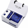 Tie Set With Gift Box Jacquard Woven gravata Silk Tie Hanky Cufflinks