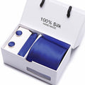 Tie Set With Gift Box Jacquard Woven gravata Silk Tie Hanky Cufflinks