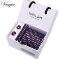 Tie Set With Gift Box Jacquard Woven gravata Silk Tie Hanky Cufflinks