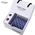 Tie Set With Gift Box Jacquard Woven gravata Silk Tie Hanky Cufflinks