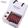 Tie Set With Gift Box Jacquard Woven gravata Silk Tie Hanky Cufflinks