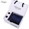 Tie Set With Gift Box Jacquard Woven gravata Silk Tie Hanky Cufflinks