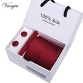 Tie Set With Gift Box Jacquard Woven gravata Silk Tie Hanky Cufflinks