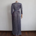 Reflective V Neck Elegant Belt Glitter Maxi Pleated Party Dress
