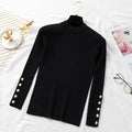 Thick Women’s sweater pullovers long sleeve button o-neck Sweater Female Slim knit top soft jumper tops