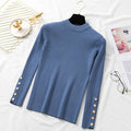 Thick Women’s sweater pullovers long sleeve button o-neck Sweater Female Slim knit top soft jumper tops