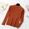 Thick Women’s sweater pullovers long sleeve button o-neck Sweater Female Slim knit top soft jumper tops