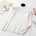Thick Women’s sweater pullovers long sleeve button o-neck Sweater Female Slim knit top soft jumper tops