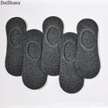 5 Pairs Thin Invisible Cotton Silicone Non-Slip Sock For Men Breathable Pure Colour Socks Fashion Boat Socks