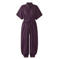 Vintage V-Neck Pocket Cotton Romper Jumpsuits