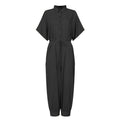 Vintage V-Neck Pocket Cotton Romper Jumpsuits