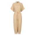Vintage V-Neck Pocket Cotton Romper Jumpsuits