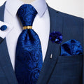 Luxury Men's Ties Silk Jacquard Woven Men Necktie Ring Brooch Cufflinks Hanky Set