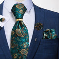 Luxury Men's Ties Silk Jacquard Woven Men Necktie Ring Brooch Cufflinks Hanky Set