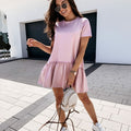 Ruffles Big Hem Short Sleeve Mini Dress
