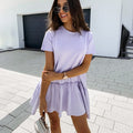Ruffles Big Hem Short Sleeve Mini Dress