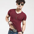 V-Neck Short Sleeve Fashion Fitness Hot T-shirt For Men