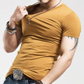 V-Neck Short Sleeve Fashion Fitness Hot T-shirt For Men