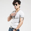V-Neck Short Sleeve Fashion Fitness Hot T-shirt For Men