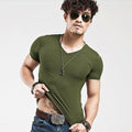 V-Neck Short Sleeve Fashion Fitness Hot T-shirt For Men