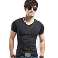 V-Neck Short Sleeve Fashion Fitness Hot T-shirt For Men