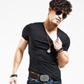 V-Neck Short Sleeve Fashion Fitness Hot T-shirt For Men