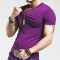 V-Neck Short Sleeve Fashion Fitness Hot T-shirt For Men