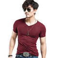 V-Neck Short Sleeve Fashion Fitness Hot T-shirt For Men