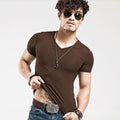 V-Neck Short Sleeve Fashion Fitness Hot T-shirt For Men