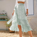 High Waist Fashion Wrap Floral Ruffle Skirts