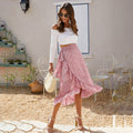 High Waist Fashion Wrap Floral Ruffle Skirts