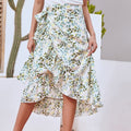 High Waist Fashion Wrap Floral Ruffle Skirts