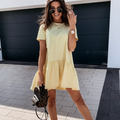 Ruffles Big Hem Short Sleeve Mini Dress
