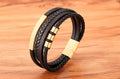 New Style Hand-woven Multi-layer Combination Stainless Steel Men’s Leather Bracelets