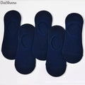 5 Pairs Thin Invisible Cotton Silicone Non-Slip Sock For Men Breathable Pure Colour Socks Fashion Boat Socks