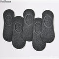 5 Pairs Thin Invisible Cotton Silicone Non-Slip Sock For Men Breathable Pure Colour Socks Fashion Boat Socks