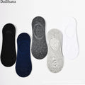 5 Pairs Thin Invisible Cotton Silicone Non-Slip Sock For Men Breathable Pure Colour Socks Fashion Boat Socks