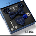 New Design Luxury Gift Necktie set for Men Silk Butterfly Bowtie Tie and Tie Clips Lapel Pin Hanky Cufflinks Set