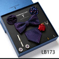 New Design Luxury Gift Necktie set for Men Silk Butterfly Bowtie Tie and Tie Clips Lapel Pin Hanky Cufflinks Set