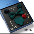 New Design Luxury Gift Necktie set for Men Silk Butterfly Bowtie Tie and Tie Clips Lapel Pin Hanky Cufflinks Set