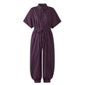 Vintage V-Neck Pocket Cotton Romper Jumpsuits