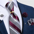 Luxury Men's Ties Silk Jacquard Woven Men Necktie Ring Brooch Cufflinks Hanky Set