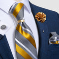 Luxury Men's Ties Silk Jacquard Woven Men Necktie Ring Brooch Cufflinks Hanky Set