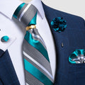 Luxury Men's Ties Silk Jacquard Woven Men Necktie Ring Brooch Cufflinks Hanky Set