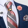 Luxury Men's Ties Silk Jacquard Woven Men Necktie Ring Brooch Cufflinks Hanky Set