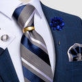 Luxury Men's Ties Silk Jacquard Woven Men Necktie Ring Brooch Cufflinks Hanky Set
