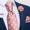 Luxury Men's Ties Silk Jacquard Woven Men Necktie Ring Brooch Cufflinks Hanky Set