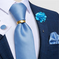 Luxury Men's Ties Silk Jacquard Woven Men Necktie Ring Brooch Cufflinks Hanky Set