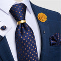 Luxury Men's Ties Silk Jacquard Woven Men Necktie Ring Brooch Cufflinks Hanky Set
