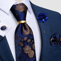 Luxury Men's Ties Silk Jacquard Woven Men Necktie Ring Brooch Cufflinks Hanky Set